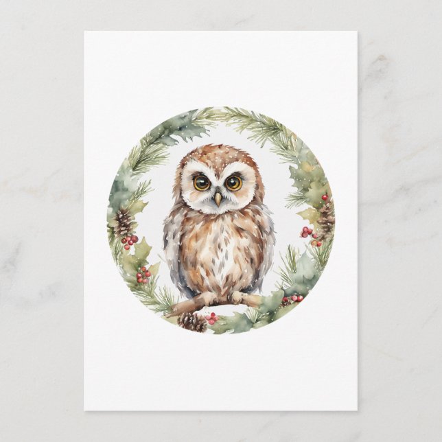 Cartão De Conselho christmas owl illustration owl wall art holiday  (Frente)