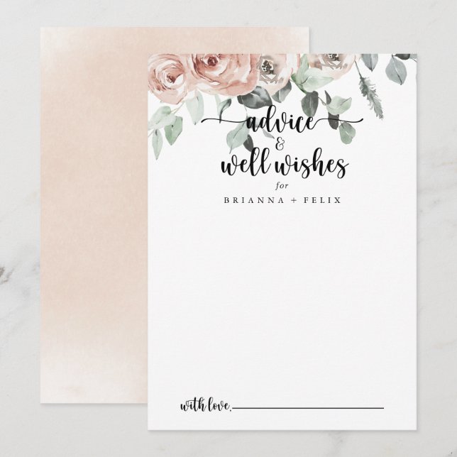 Cartão De Conselho Clássico Dusty Rosa Casado Rosa Bem Desejo (Frente/Verso)