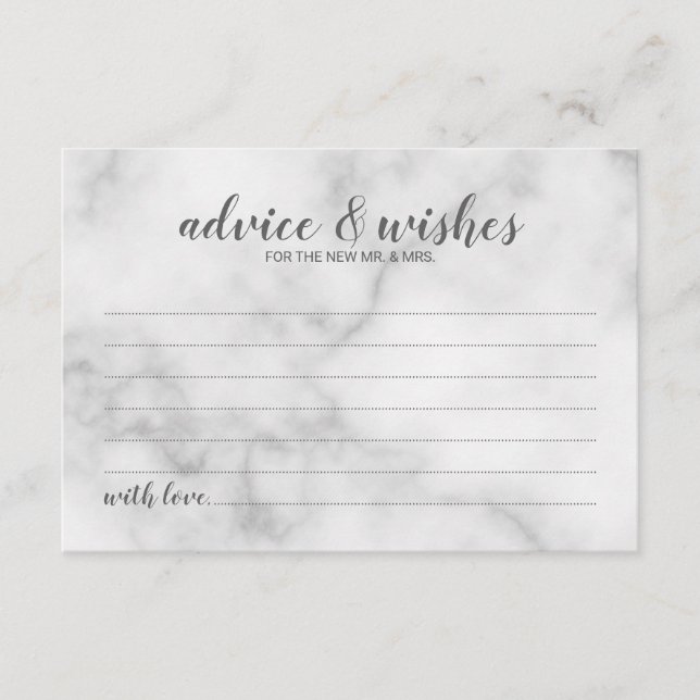 Cartão De Conselho Clássico Elegante Marble Wedding (Frente)