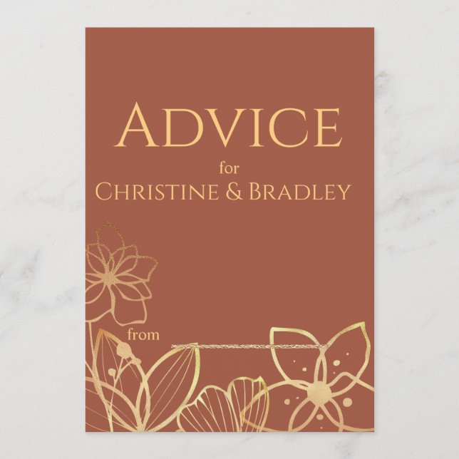 Cartão De Conselho Cobre e Dourado Casamento (Frente)