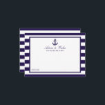 Cartão De Conselho Coleção Náutica de Casamentos com Stripe de Marinh<br><div class="desc">Comemore ao estilo com esses cartões de conselho de âncora náutica. O simples, mas na moda, design permitirá que seus convidados escrevam um aviso para que você mantenha e leia nos próximos anos. O texto é fácil de personalizar para que esses cartões possam ser rapidamente transformados em cartões de aconselhamento...</div>