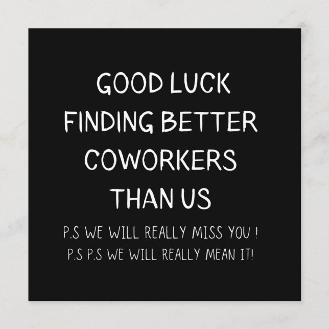 Cartão De Conselho Colega Deixando Colega De Trabalho Deixando Um Nov (Frente)