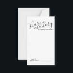 Cartão De Conselho 'Compartilhar uma memória' Casamento de Script Mod<br><div class="desc">Adicione um toque pessoal ao seu casamento com um moderno guião de casamento e um cartão de desejos. Este cartão apresenta o título 'share a memory' no estilo de fonte preto moderno da caligrafia e detalhes no estilo de fonte preto moderno sans serif em fundo branco.</div>