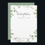 Cartão De Conselho Confetti Eucalyptus, palavras Douradas de sabedori<br><div class="desc">Este confete de ouro eucalipto palavras de casamento de sabedoria é perfeito para um casamento rústico. O design apresenta uma folhagem verde de aqualyptus com dourado confetti. Estas cartas são perfeitas para um casamento, chá de panela, chá de fraldas, festa de formatura e muito mais. Personalize as cartas com os...</div>