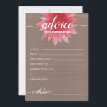Cartão De Conselho Conselheiro Floral Russo para o Chá de panela Noiv<br><div class="desc">Convide os convidados a compartilhar alguns conselhos e pensamentos com nossos cartões de conselhos modernos e de chá de panela. Este design apresenta uma ilustração aquática de uma flor silvestre avermelhada rosa, e uma combinação correspondente de escrita caligráfica e fontes sans serif sobre um fundo falso de papel artesanato. Personalize...</div>