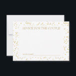 Cartão De Conselho Conselhos de Confetti de Poeira Dourada para o Cas<br><div class="desc">PARECER CONFETTI DE PÓ Dourada PARA A PLACA DE COBERTURA DO CASAL. Projetado para coordenar com a nossa coleção de casamento Dust Confetti Dourada. Adicione um elemento divertido ao dia do seu casamento com estas cartas. O inverso pode ser personalizado com seus nomes em ouro falso sobre um monograma delicado...</div>