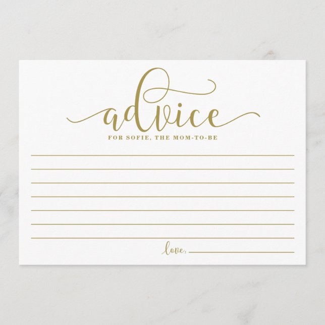 Cartão De Conselho Conselhos Dourados para a mãe ser caligrafia (Frente)