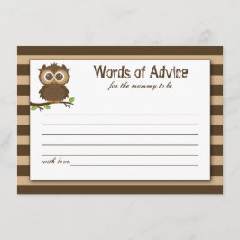 Cartão De Conselho Coruja-Bebê Bonita | Chá de fraldas e sabedoria