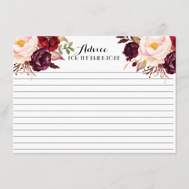 Cartão De Conselho Cranberry, Marsala, Belos Advogados Florais (Frente)