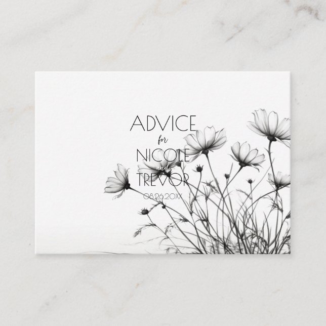 Cartão De Conselho Crie seu próprio - Flores B&W Bonito (Frente)