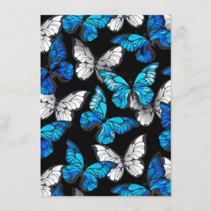 Cartão De Conselho Dark Seamless Pattern with Blue Butterflies Morpho