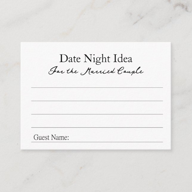 Cartão De Conselho Date Night Ideas Advice Card (Frente)