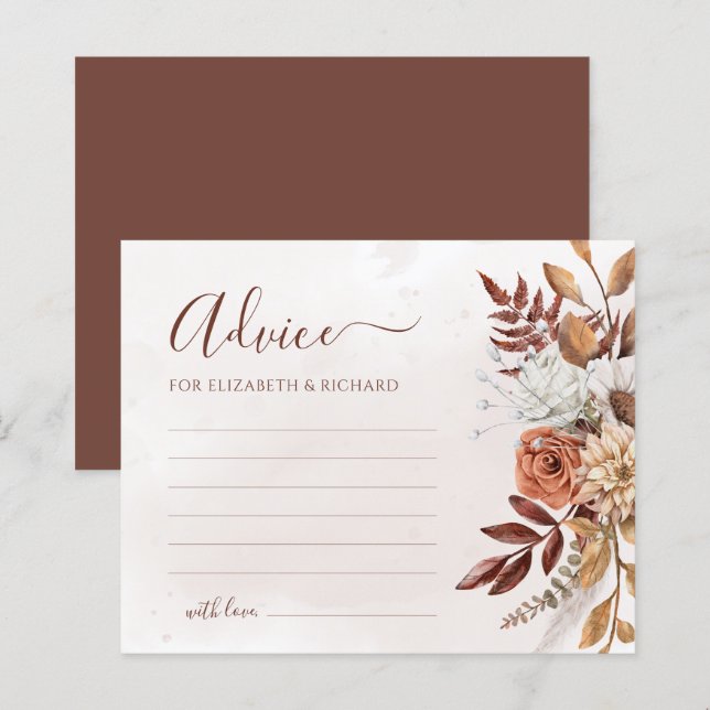 Cartão de Conselho de Casamento de Outono Boho Flo (Frente/Verso)