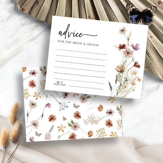 Cartão de Conselho de Casamento Floral Branco (White Boho Floral Wedding Advice Card by Painted Paperie
)