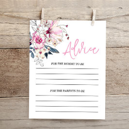 Cartão de Conselho de Chá de Bebê Floral Rosa