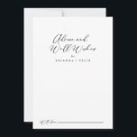 Cartão De Conselho Desejos de Casamento de Na moda de Caligrafia em I<br><div class="desc">Este cartão de boas intenções de casamento de na moda caligrafia idílica é perfeito para um casamento rústico. O design simples e elegante apresenta a tipografia de scripts clássicos e ricos em preto e branco. Estas cartas são perfeitas para um casamento, chá de panela, chá de fraldas, festa de formatura...</div>