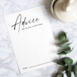 Cartão De Conselho Desejos de casamento minimalistas modernos para no<br><div class="desc">Este cartão de conselhos de casamento minimalista apresenta uma elegante caligrafia manuscrita e um layout moderno e limpo, tornando-o perfeito para coletar conselhos significativos e votos de felicidade dos convidados. Projetado para casamentos modernos, clássicos e minimalistas, funciona lindamente em mesas de recepção, mesas de presentes ou como uma alternativa ao...</div>