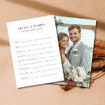 Cartão De Conselho Desejos e Desejos de Casamento de Foto de Solicita<br><div class="desc">Capturar momentos de coração com estes cartões personalizados de conselho de casamento de fotos, perfeito para oferecer desejos e conselhos para a noiva e o noivo. Ideal para chás de panela, casamentos, e até mesmo graduação ou chás de fraldas, essas cartas fornecem uma maneira séria de os hóspedes compartilharem seus...</div>