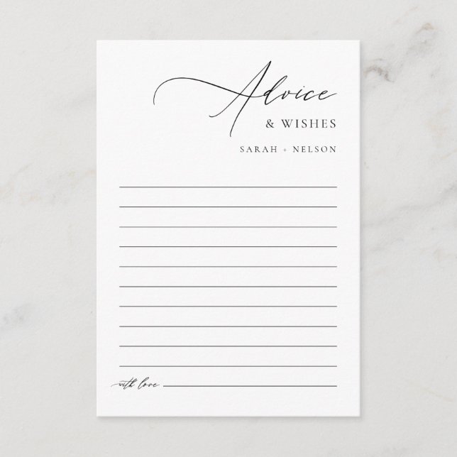 Cartão De Conselho Desejos E Desejos De Casamento Elegante Moderno (Frente)