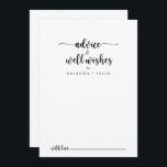 Cartão De Conselho Desejos minimalistas do casamento caligráfico<br><div class="desc">Este cartão de conselho de caligrafia minimalista é perfeito para um casamento rústico. O design simples e elegante apresenta a tipografia de scripts clássicos e ricos em preto e branco. Estas cartas são perfeitas para um casamento, chá de panela, chá de fraldas, festa de formatura e muito mais. Personalize as...</div>