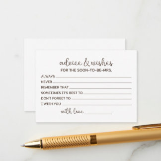 Cartão De Conselho Desejos Para a Noiva