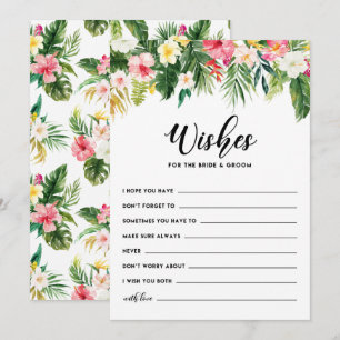 Cartão De Conselho Desejos tropicais das flores para os noivos