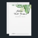 Cartão De Conselho Destino Casamento Verde Tropical Bem Desejos<br><div class="desc">Este cartão de boas intenções de casamento tropical é perfeito para um casamento simples. A design apresenta palma verde de cor d'água pintada à mão e folhas de bananeira bem organizadas em belos buquês. Estas cartas são perfeitas para um casamento, chá de panela, chá de fraldas, festa de formatura e...</div>
