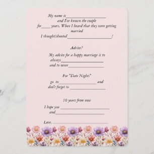 Cartão De Conselho Dicas de Casamento Flores da Primavera Rosa Roxo A