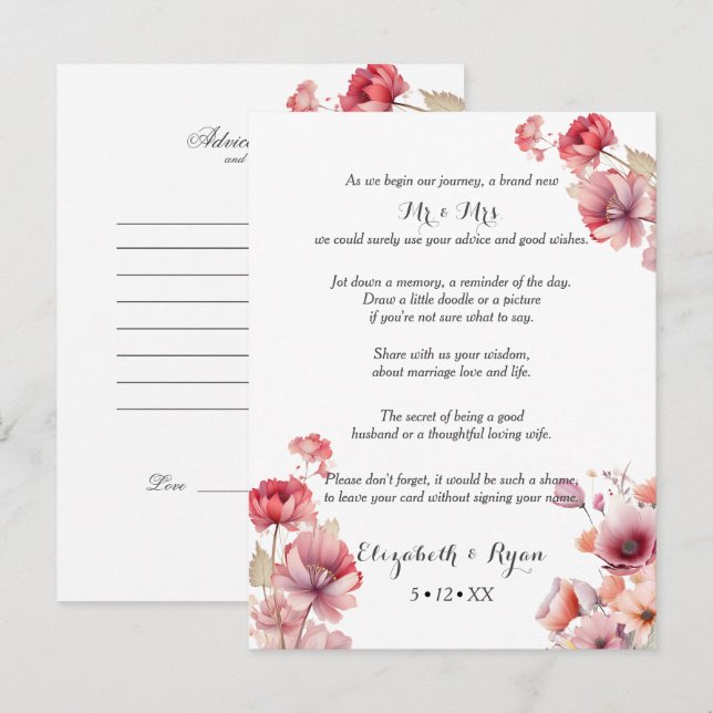 Cartão De Conselho Dicas de casamento Peach Fuzz e votos de felicidad (Frente/Verso)