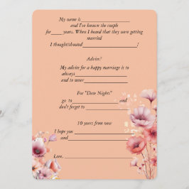 Cartão De Conselho Dicas de Casamento Peach Fuzz Flores Aquarela 