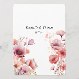 Cartão De Conselho Dicas de Casamento Peach Fuzz Flores Aquarela 