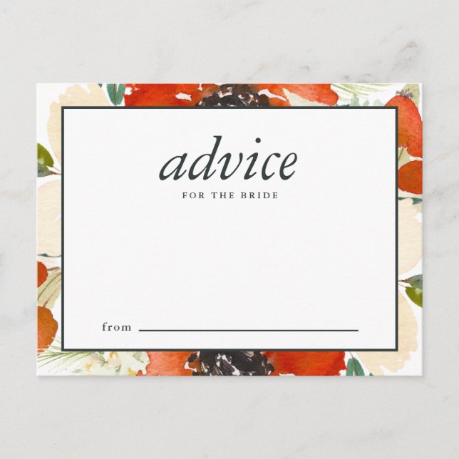 Cartão De Conselho Dicas Florais de Elegantes Tradições para a Noiva (Frente)