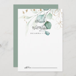 Cartão De Conselho Dourado Casamento Eucalyptus Calliografia Desejos