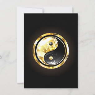 Cartão De Conselho Dourado Yin Yang a preto