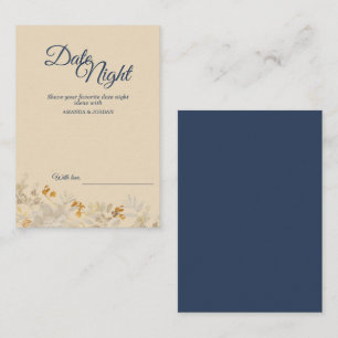 Cartão De Conselho Dusty Blue Autumn Boho Date Night Advice Card