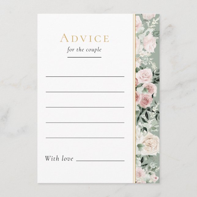 Cartão De Conselho Dusty Rosa Floral Sage Green Wedice Card (Frente)