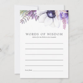Cartão De Conselho Dusty Violet Floral Chá de panela Advice