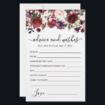 Cartão de Conselho e Desejos de Rosa Floral Vermel<br><div class="desc">Uma bela borda floral de rosa vermelha borgonha e rosa desmaiado encima este cartão de Conselho e Desejos.</div>