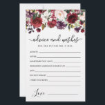 Cartão de Conselho e Desejos de Rosa Floral Vermel<br><div class="desc">Uma bela borda floral de rosa vermelha borgonha e rosa desmaiado encima este cartão de Conselho e Desejos.</div>