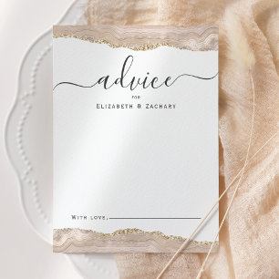 Cartão De Conselho Elegante Ágata Marfim Dourado Casamento