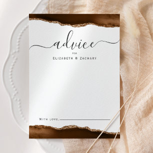 Cartão De Conselho Elegante Ágata Marrom Mocha Dourado Casamento
