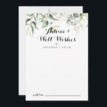 Cartão De Conselho Elegante Casamento Verde Dourado Desejo<br><div class="desc">Este elegante cartão de boas intenções de casamento de ouro verde é perfeito para um casamento moderno. A design apresenta ouro desenhado à mão e folhas de eucalipto verdes botânicas, inspirando beleza artística. Estas cartas são perfeitas para um casamento, chá de panela, chá de fraldas, festa de formatura e muito...</div>