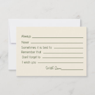 Cartão De Conselho Elegante Chá de panela verde e beige Palm