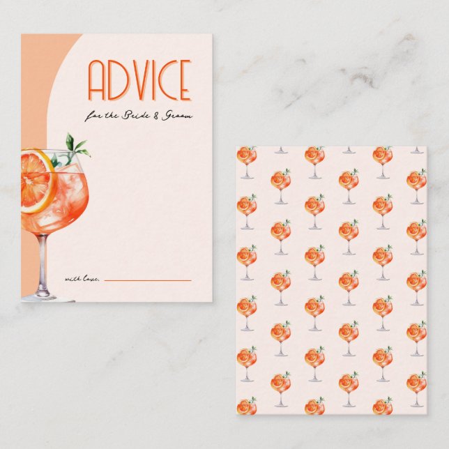 Cartão De Conselho Elegante Love no First Spritz Chá de panela (Frente/Verso)