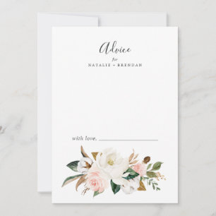 Cartão De Conselho Elegante Magnolia   Casamento branco e blush