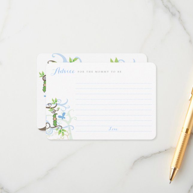 Cartão De Conselho Ervilha no Jardim Vagem Menino Chá de Bebê Jogo Ma (Frente/Verso In Situ)