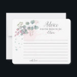 Cartão De Conselho Eucalipto verde-rosa dá conselhos para a noiva<br><div class="desc">O eucalipto, bonito, rosa e verde, deixa em cascata num canto com alguns salpicos de aquarela espalhados por este cartão chic Bride para ser aconselhado - Entregue-os aos seus convidados ou envie-os por correio com o seu convite para serem preenchidos e assinados para uma maravilhosa manutenção dos seus convidados especiais...</div>