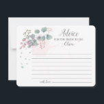 Cartão De Conselho Eucalipto verde-rosa dá conselhos para a noiva<br><div class="desc">O eucalipto, bonito, rosa e verde, deixa em cascata num canto com alguns salpicos de aquarela espalhados por este cartão chic Bride para ser aconselhado - Entregue-os aos seus convidados ou envie-os por correio com o seu convite para serem preenchidos e assinados para uma maravilhosa manutenção dos seus convidados especiais...</div>