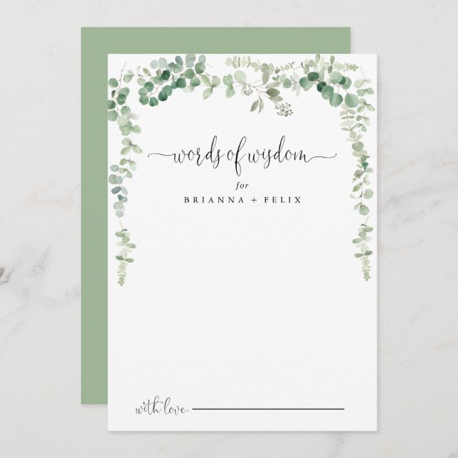 Cartão De Conselho Eucalyptus Wedds Palds of Wisdom Advice Card (Frente/Verso)