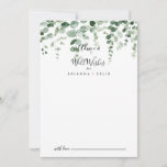 Cartão De Conselho Eucalyptus Weding well Wish Advice Card<br><div class="desc">Este cartão de conselho de casamento de eucalipto é perfeito para um casamento simples. A design apresenta galhos e folhas botânicas elegantes e desenhadas a aquarela e desenhadas à mão. Estas cartas são perfeitas para um casamento, chá de panela, chá de fraldas, festa de formatura e muito mais. Personalize as...</div>